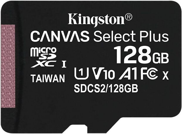 Карта памяти microSDXC Kingston Canvas Select Plus, 128 Гб, UHS-I Class 10 U1 A1 (SDCS2/128GBSP) RU - 1