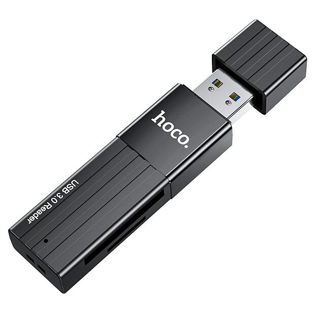 Картридер Hoco HB20 Mindful 2 in 1 USB 3.0/5Gbps, USB-A на microSD, SD (Black) - 1
