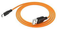 USB кабель HOCO X21 Plus Silicone Type-C, 3А, 1м, силикон (оранжевый/черный)