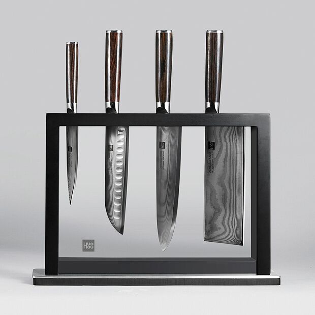 Набор ножей из дамасской стали HuoHou Set of 5 Damascus Knife Sets (4 ножа  подставка) RU - 3